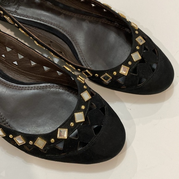 Tory Burch Black Flats Suede Ballerina Flats Kingsbridge Size 6.5 - Picture 5 of 15